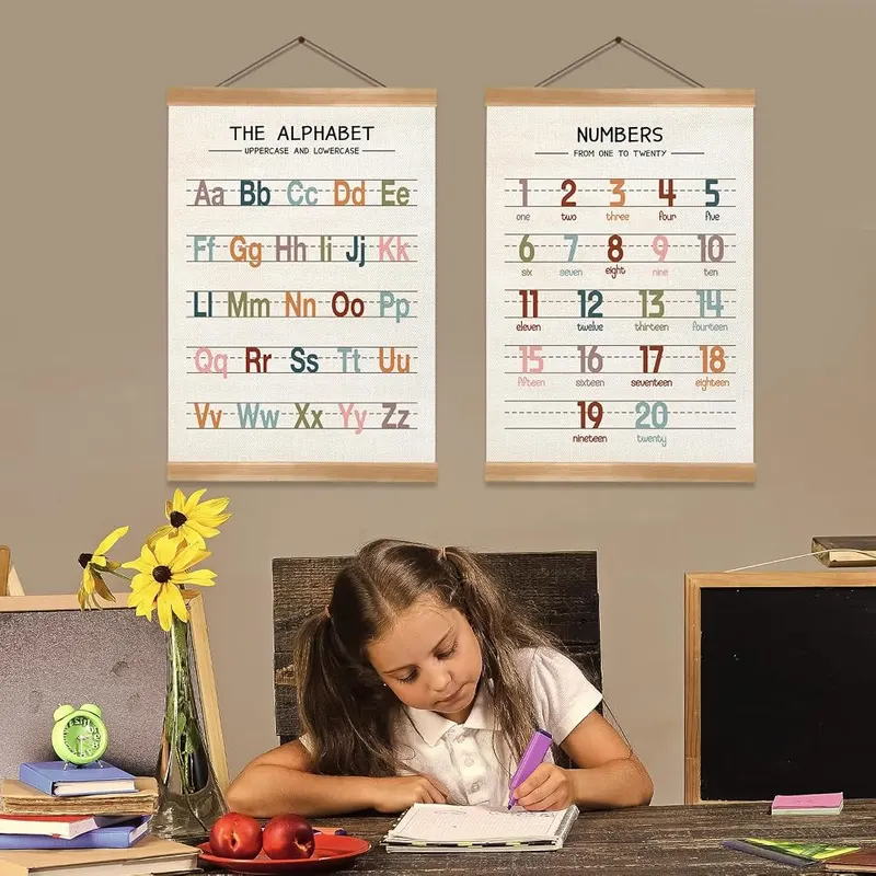 ZTGDA Alphabet Numbers Wall Art Poster Set – Compact Packaging for Easy Storage