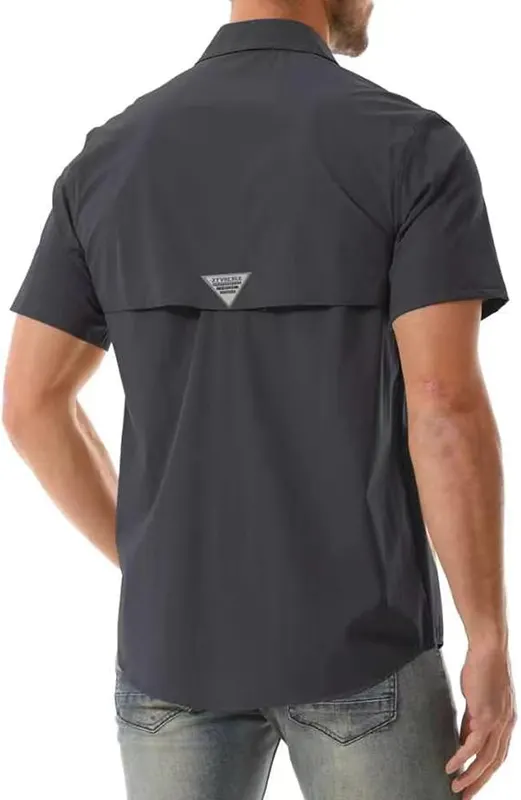 Zyvrenix Men’s Short Sleeve Button Down Shirts – Back mesh panel for airflow